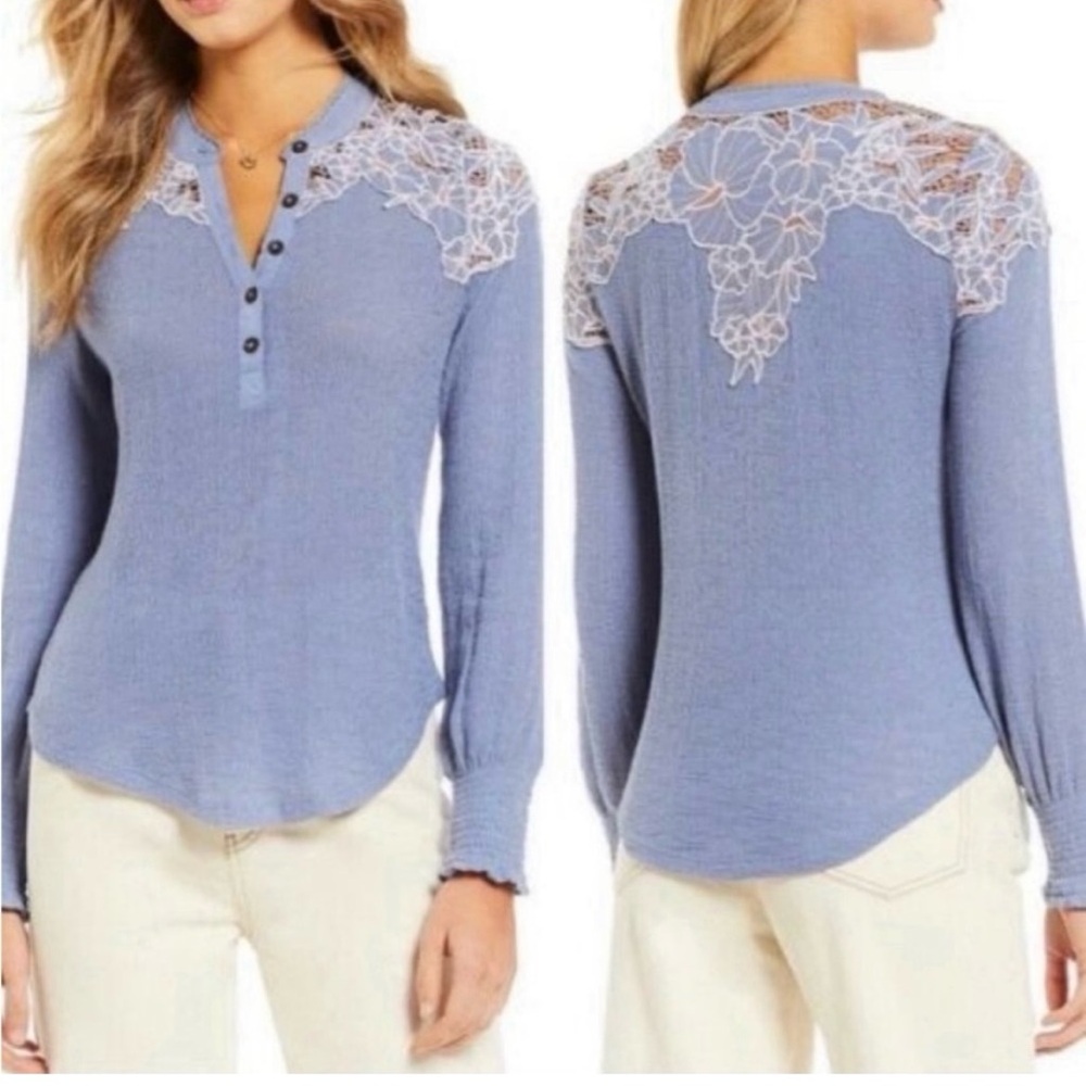 Free People Just Duck Easy Breezy Appliqué Henley